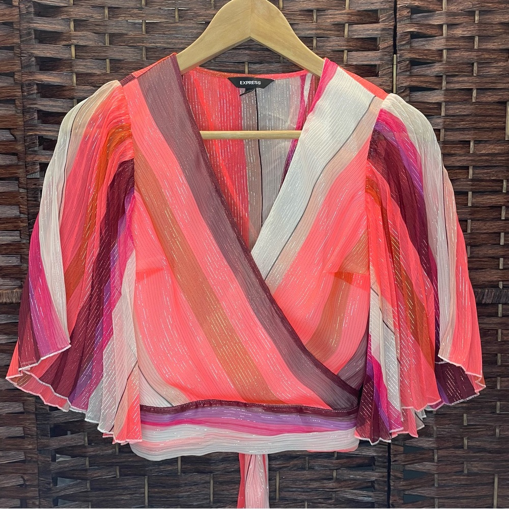 Express Crop Top, Wrap Tie Back, Y2K, Size XS.